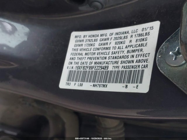 Honda Civic Ex-l 2015 19XFB2F99FE229489 Image 9