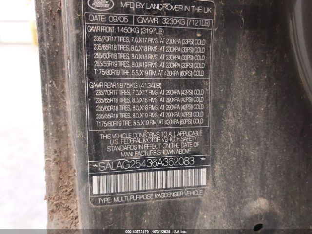 2006 LAND ROVER LR3 SALAG25436A362083 Photo 8