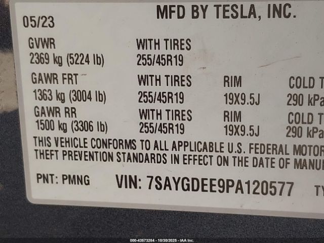 2023 TESLA MODEL Y 7SAYGDEE9PA120577 Photo 8