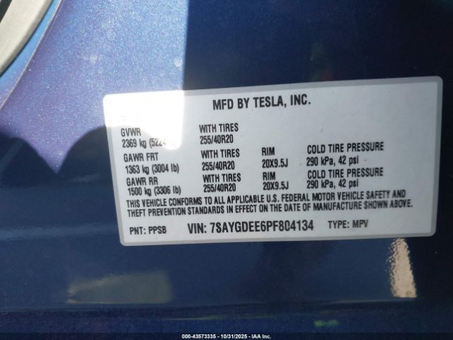 2023 TESLA MODEL Y 7SAYGDEE6PF804134 Photo 8
