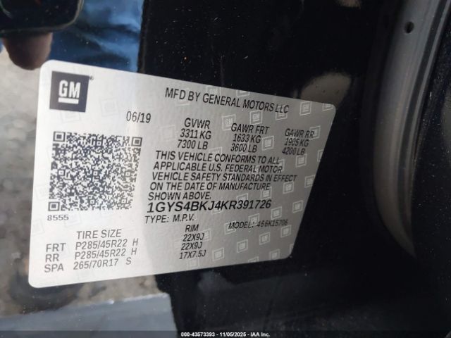 2019 CADILLAC ESCALADE 1GYS4BKJ4KR391726 Photo 8