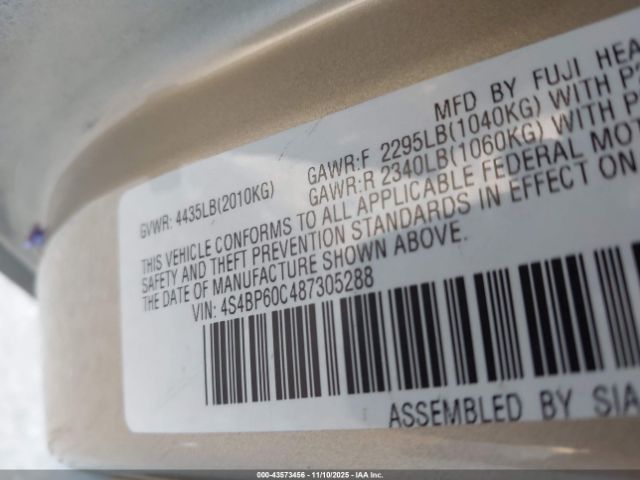 2008 SUBARU OUTBACK 4S4BP60C487305288 Photo 8