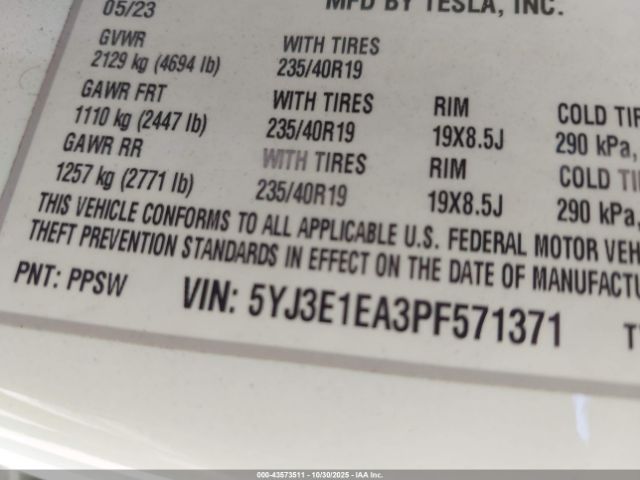 2023 TESLA MODEL 3 5YJ3E1EA3PF571371 Photo 8