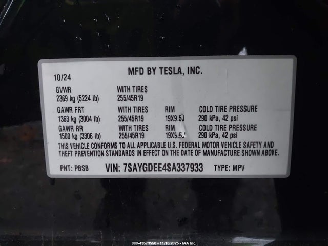 2025 TESLA MODEL Y 7SAYGDEE4SA337933 Photo 8