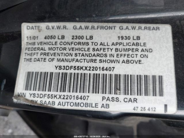 2002 SAAB 9-3 YS3DF55KX22016407 Photo 8