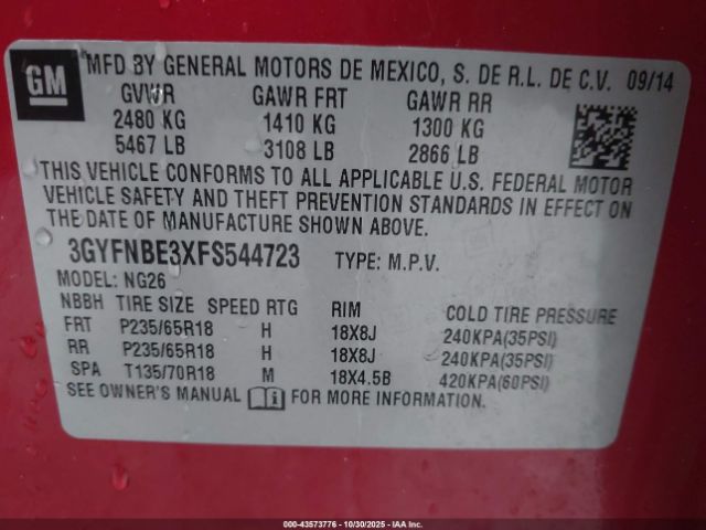 2015 CADILLAC SRX 3GYFNBE3XFS544723 Photo 8