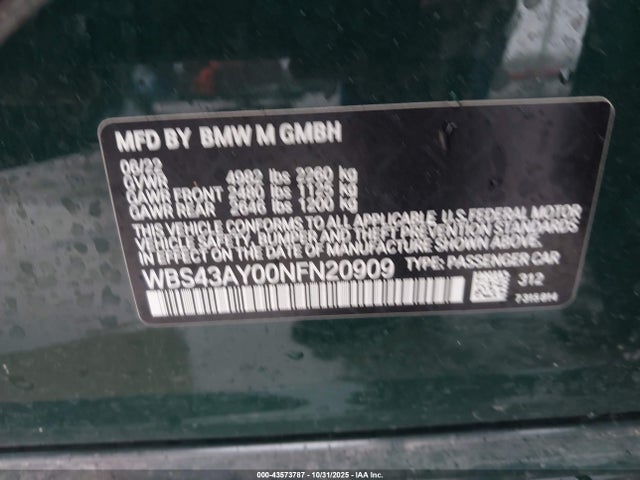 WBS43AY00NFN20909 BMW M3