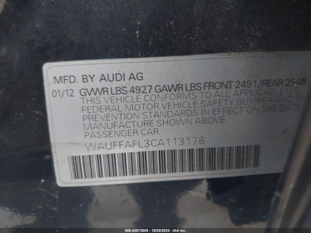 2012 AUDI A4 WAUFFAFL3CA113176 Photo 8