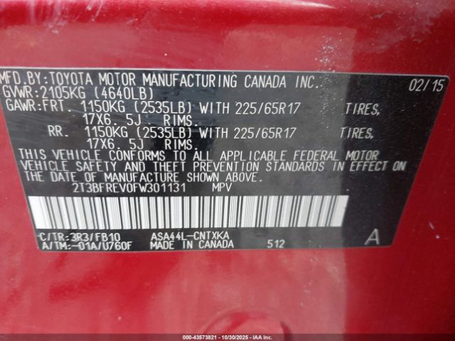 2015 TOYOTA RAV4 2T3BFREV0FW301131 Photo 8