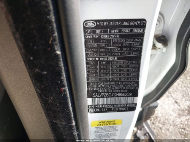 2013 LAND ROVER RANGE ROVER EVOQUE SALVP2BG7DH856239 Photo 8