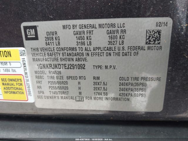 2014 CHEVROLET TRAVERSE 1GNKRJKD7EJ291092 Photo 8