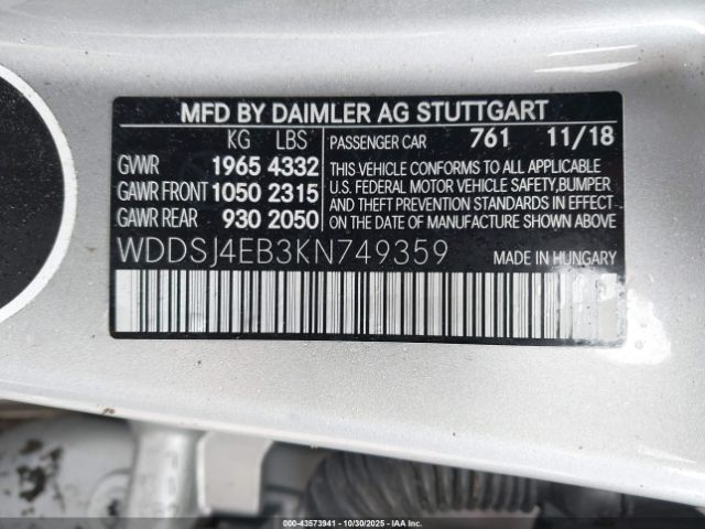 2019 MERCEDES-BENZ CLA 250 WDDSJ4EB3KN749359 Photo 8