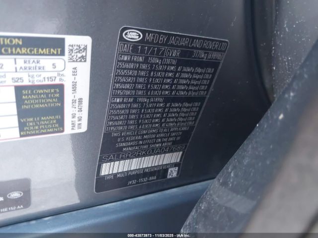 2018 LAND ROVER DISCOVERY SALRR2RK0JA047689 Photo 8