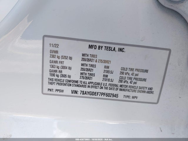 2023 TESLA MODEL Y 7SAYGDEF7PF602945 Photo 8
