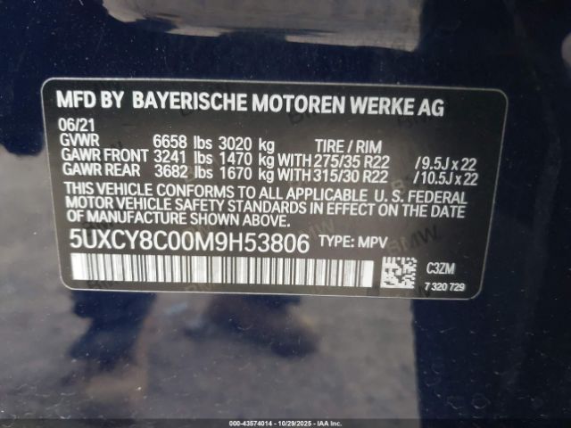 2021 BMW X6 5UXCY8C00M9H53806 Photo 8