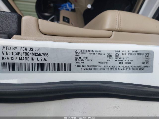 2021 JEEP GRAND CHEROKEE 1C4RJFBG4MC567995 Photo 8