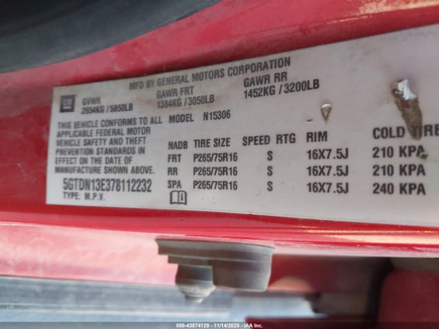 2007 HUMMER H3 SUV 5GTDN13E378112232 Photo 8