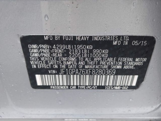 2015 SUBARU IMPREZA JF1GPAZ6XF8280369 Photo 8
