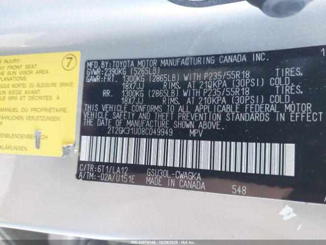 2008 LEXUS RX 350 2T2GK31U08C049949 Photo 8