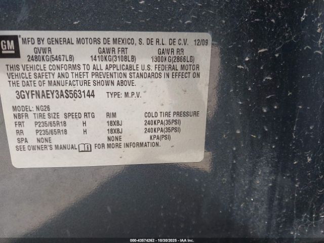 2010 CADILLAC SRX 3GYFNAEY3AS563144 Photo 8