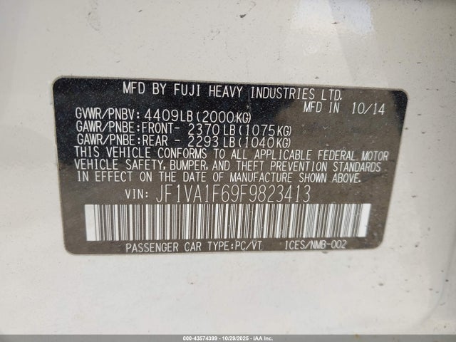 Subaru Wrx Premium 2015 JF1VA1F69F9823413 Image 9