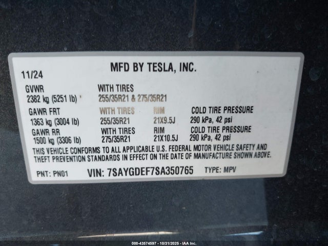 2025 TESLA MODEL Y 7SAYGDEF7SA350765 Photo 8