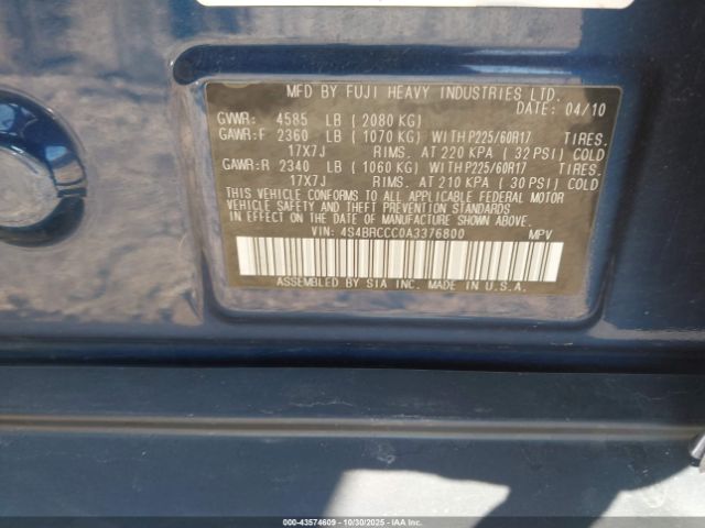 2010 SUBARU OUTBACK 4S4BRCCC0A3376800 Photo 8