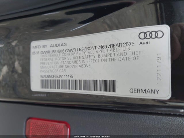 2018 AUDI A5 WAUBNCF58JA114478 Photo 8