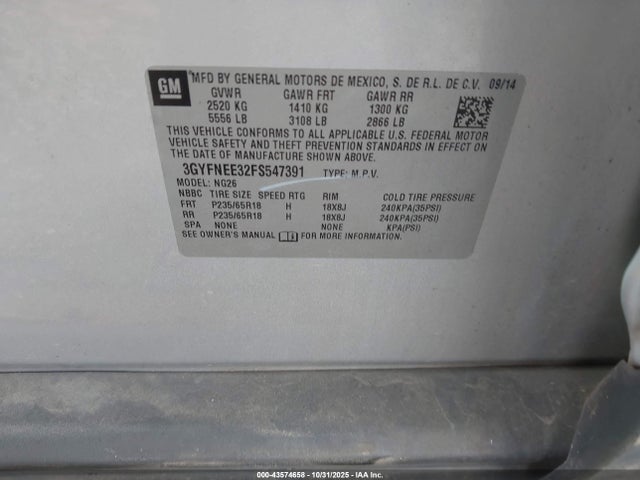 2015 CADILLAC SRX 3GYFNEE32FS547391 Photo 8