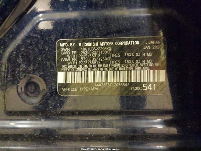 2020 MITSUBISHI OUTLANDER JA4AZ3A37LZ036847 Photo 8