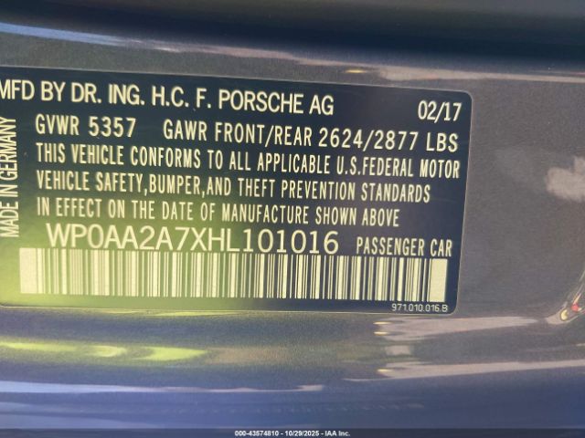 2017 PORSCHE PANAMERA WP0AA2A7XHL101016 Photo 8