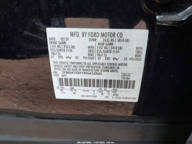 2024 FORD EXPLORER 1FMSK7DH1RGA32645 Photo 8