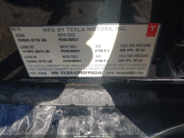 2013 TESLA MODEL S 5YJSA1CP9DFP06248 Photo 8
