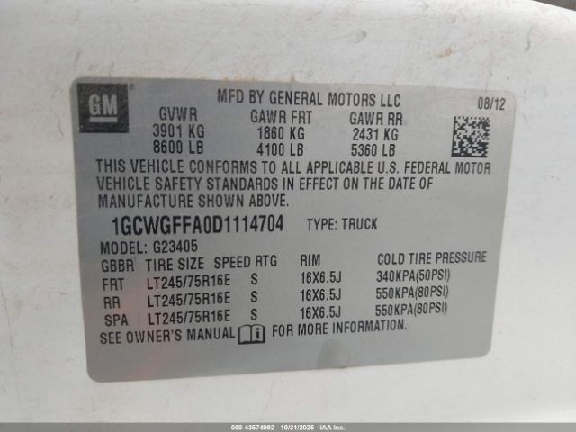 2013 CHEVROLET EXPRESS 2500 1GCWGFFA0D1114704 Photo 8