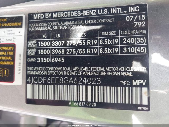 2016 MERCEDES-BENZ GL 450 4JGDF6EE8GA624023 Photo 8