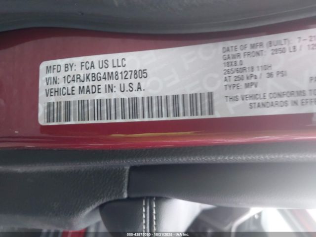 2021 JEEP GRAND CHEROKEE L 1C4RJKBG4M8127805 Photo 8