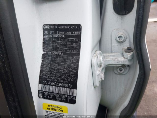 2016 LAND ROVER RANGE ROVER EVOQUE SALVP2BG2GH079179 Photo 8
