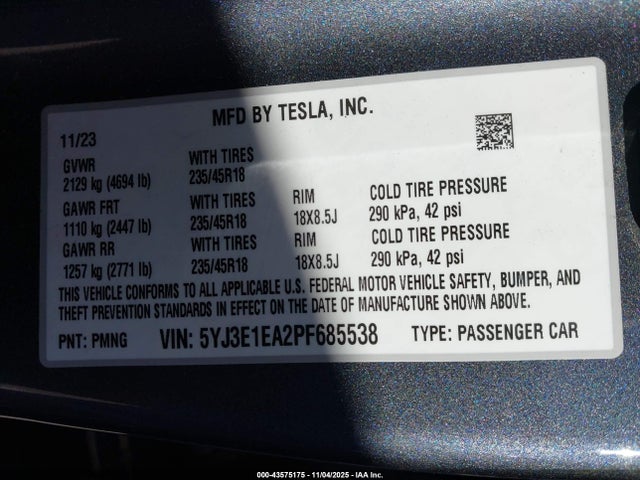 2023 TESLA MODEL 3 5YJ3E1EA2PF685538 Photo 8