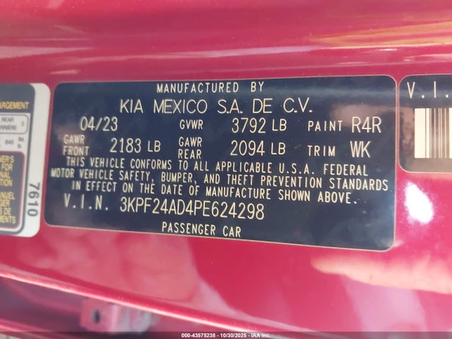 KIA Forte Lxs 2023 3KPF24AD4PE624298 Image 9