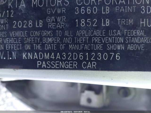 2013 KIA RIO KNADM4A32D6123076 Photo 8