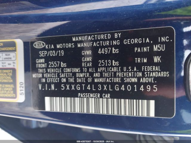 2020 KIA OPTIMA 5XXGT4L3XLG401495 Photo 8