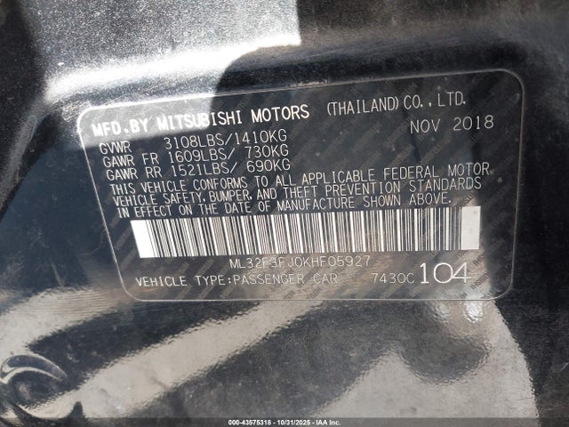 2019 MITSUBISHI MIRAGE G4 ML32F3FJ0KHF05927 Photo 8