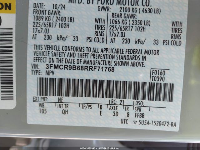 2024 FORD BRONCO SPORT 3FMCR9B68RRF71768 Photo 8