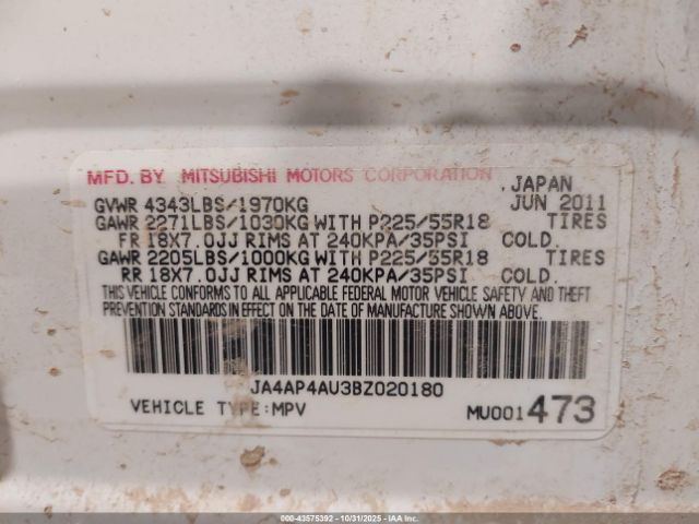 2011 MITSUBISHI OUTLANDER SPORT JA4AP4AU3BZ020180 Photo 8