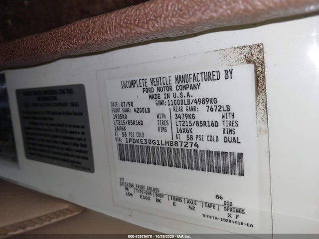 1990 FORD ECONOLINE 1FDKE30G1LHB87274 Photo 8