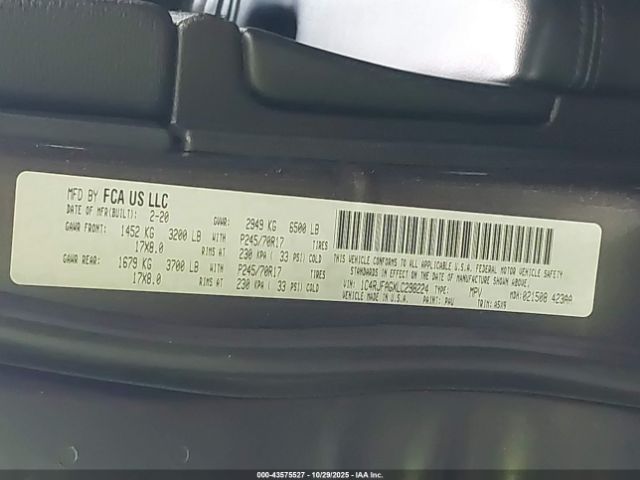 2020 JEEP GRAND CHEROKEE 1C4RJFAGXLC298224 Photo 8