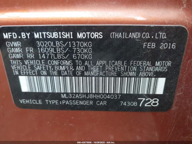 2017 MITSUBISHI MIRAGE ML32A5HJ8HH004037 Photo 8