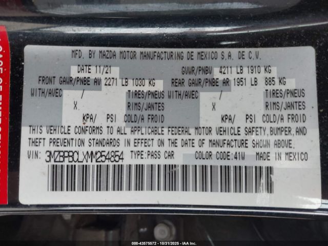 2021 MAZDA MAZDA3 3MZBPBCLXMM254854 Photo 8