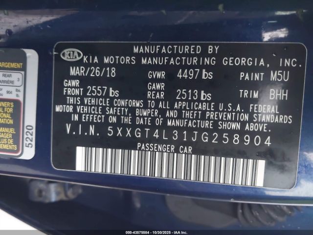 2018 KIA OPTIMA 5XXGT4L31JG258904 Photo 8