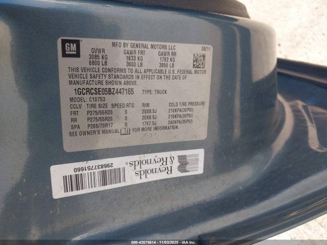 2011 CHEVROLET SILVERADO 1500 1GCRCSE05BZ447165 Photo 8